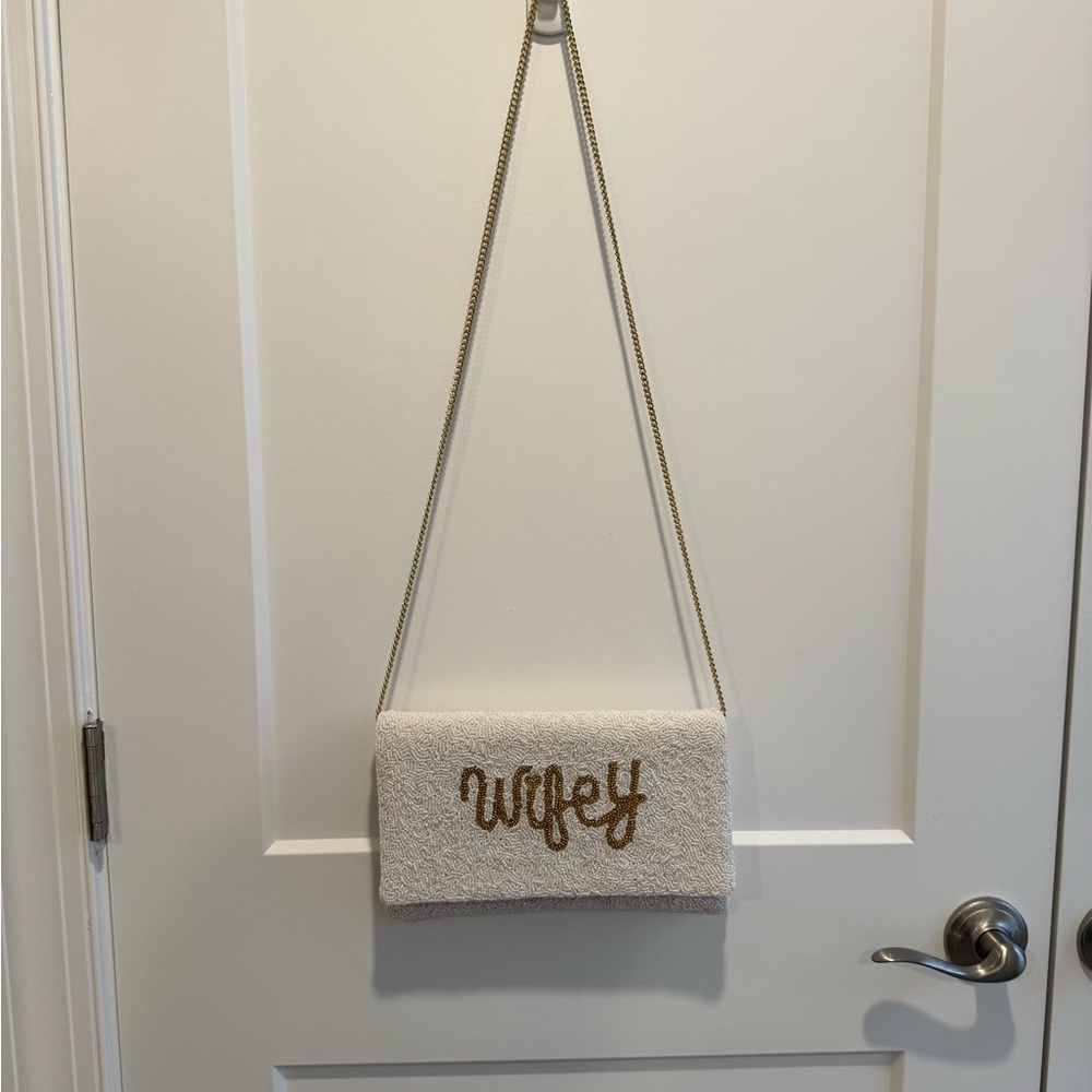 White and Gold 'Wifey' Clutch